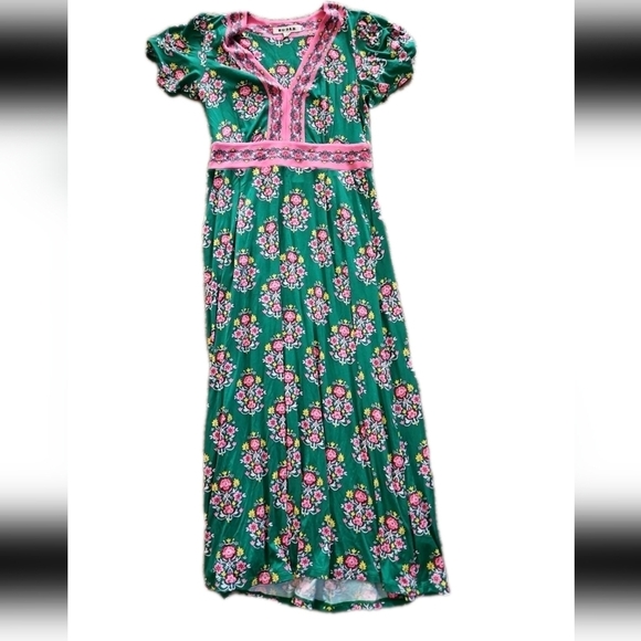 Boden Women's Green Ellie Maxi Floral Garden Party Colorful Tea Dress 4P - Picture 10 of 16